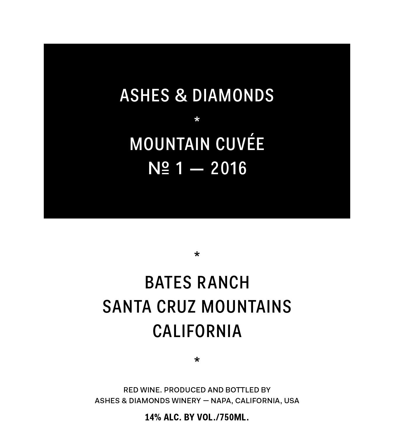 Ashes & Diamonds Bates Ranch Mountain Cuvee No.1 2016 		Magnum